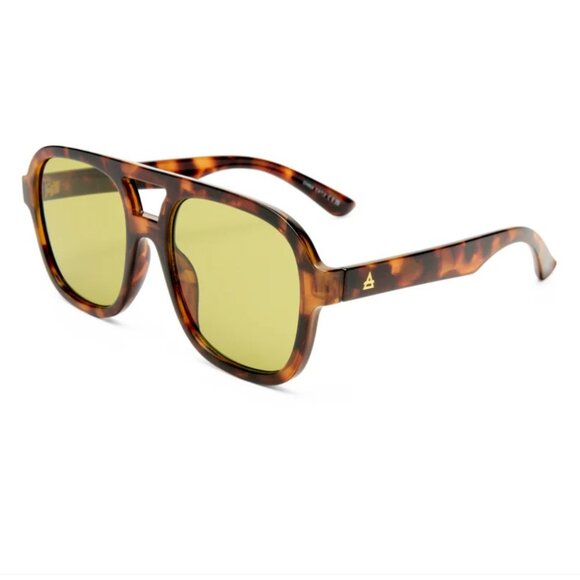 AIRE Whirlpool Dark Tort Aviator Sunglasses Khaki Lens Unisex NWOT - Picture 5 of 9
